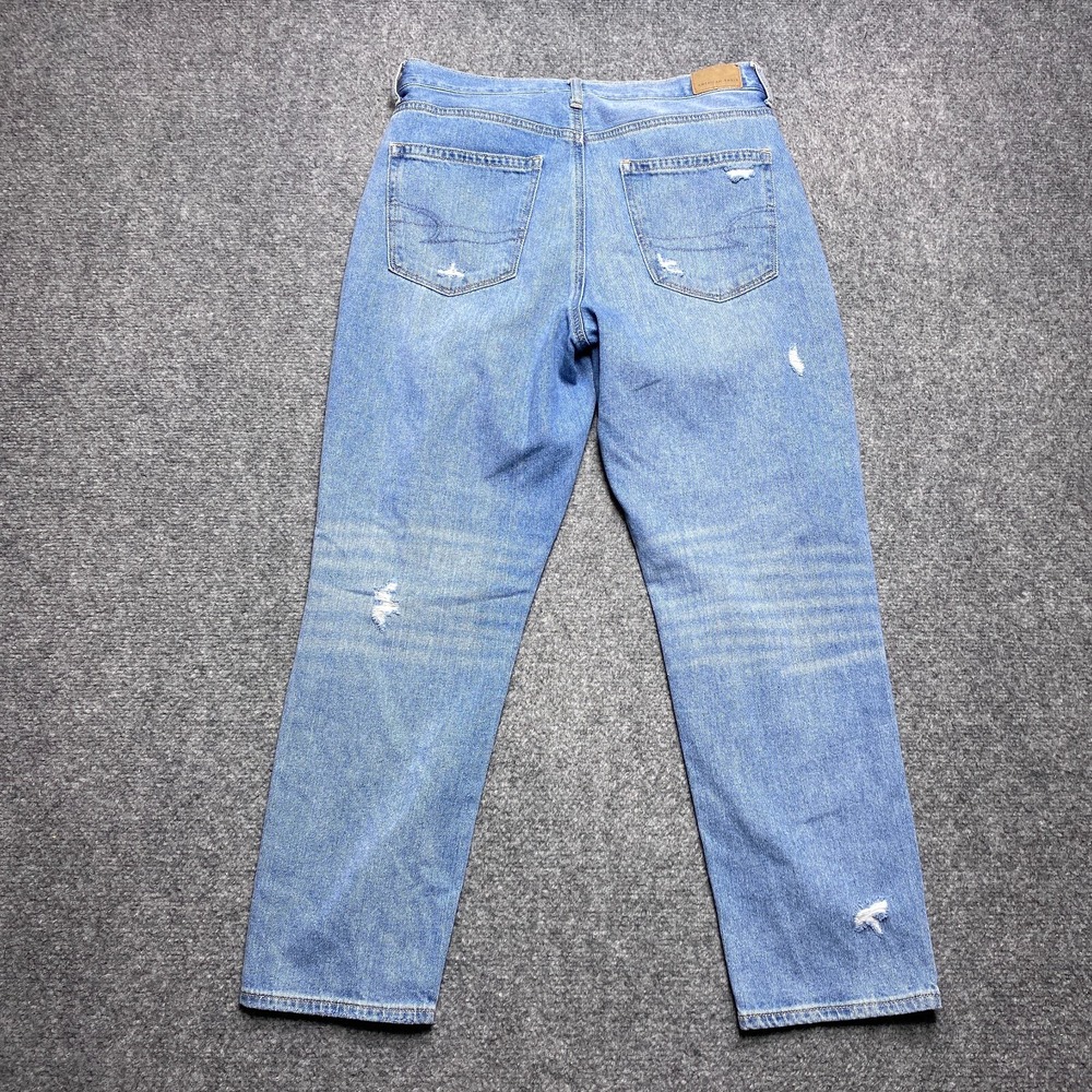 American Eagle Jeans Womens 8 Short Blue Mom Straight Distressed - Picture 10 of 12